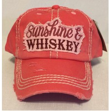 Sunshine & WHISKEY Embroidered Factory Distressed Baseball Cap Cowgirl Pink Hat  eb-38486823